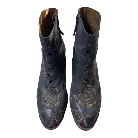 Sofft Blue Floral Embroidered Ankle Boots - Picture 8 of 8